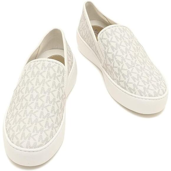 Michael Kors MK Logo Teddi Slip On Platform Sneakers Vanilla Cream 10/11 Nib$175 - Picture 3 of 7